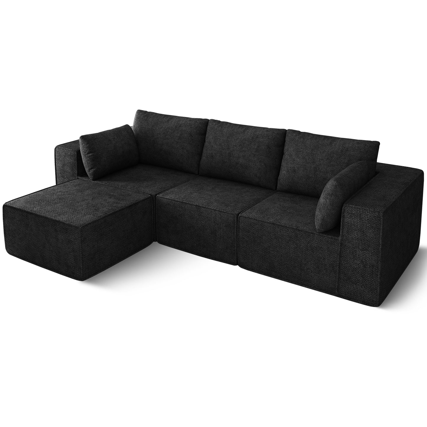 3-Sitzer Sofa, Schlafsofa 258.5x66cm, inkl.3 Zierkissen Bequemes Chenille Sofa