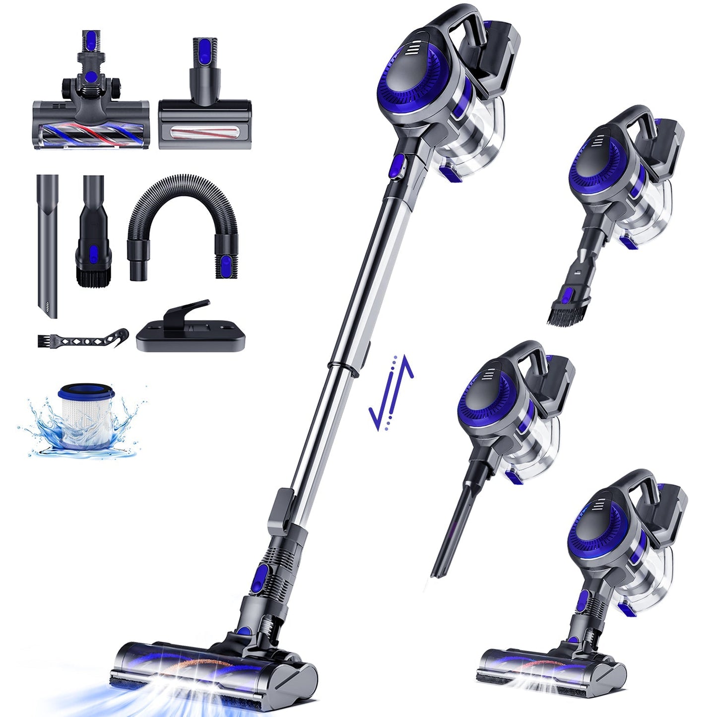 Akku-Hand-und Stielstaubsauger Akku Staubsauger 60000Pa Kabelloser Staubsauger Saugkraft