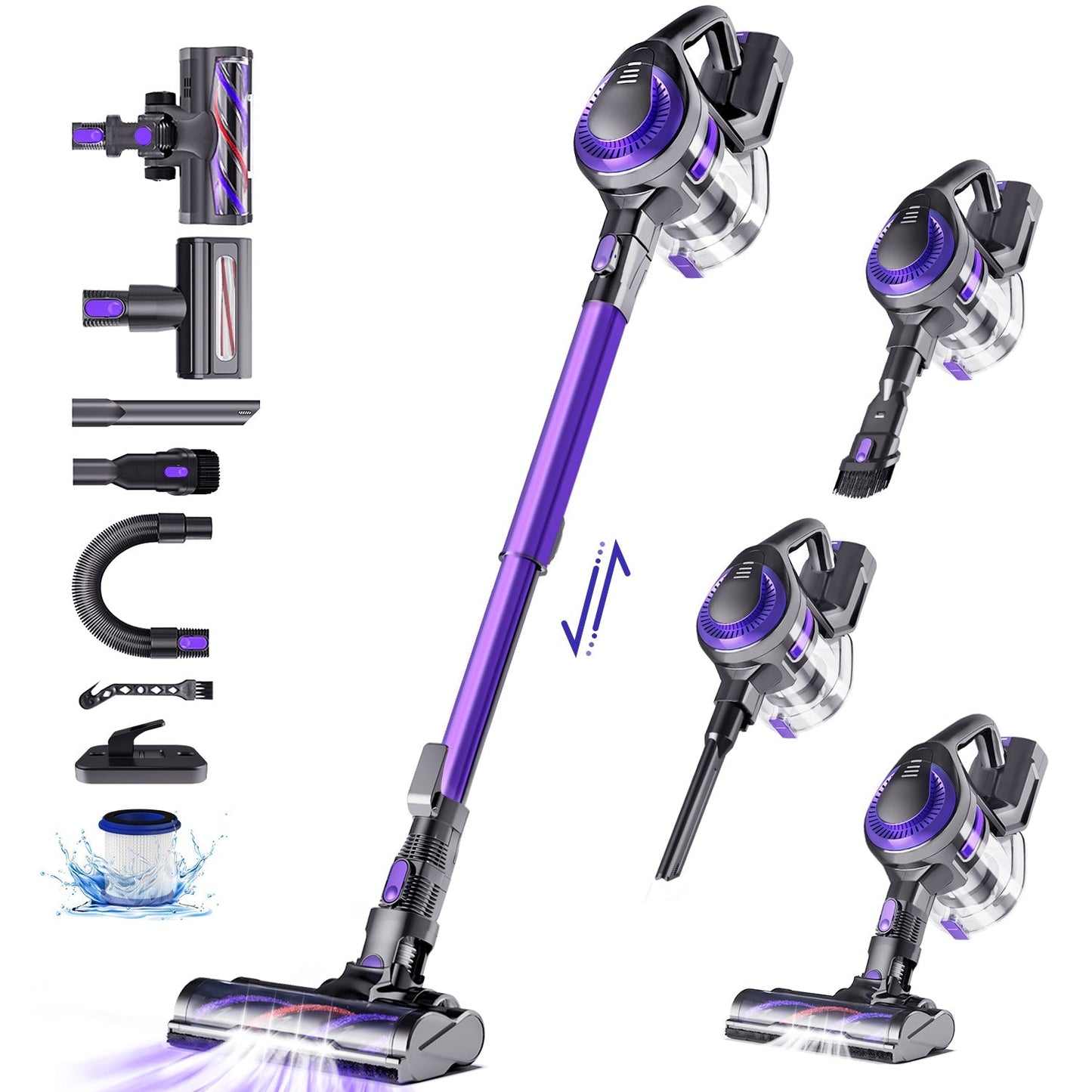 Akku-Hand-und Stielstaubsauger Akku Staubsauger 60000Pa Kabelloser Staubsauger Saugkraft