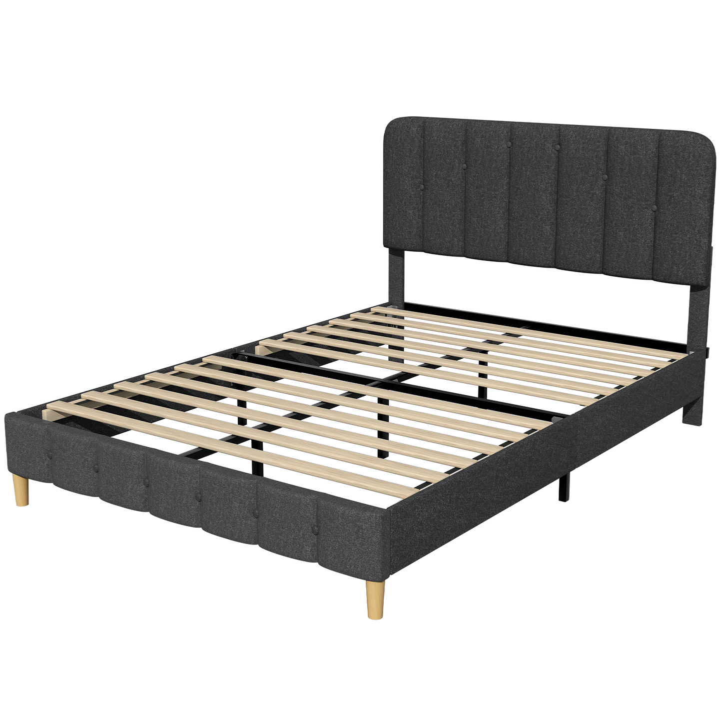 Polsterbett Bett 140x200 mit Lattenrost,Doppelbett mit gepolstertem Kopfteil, Einfache Montage, Robustes Gestell und Samtbezug