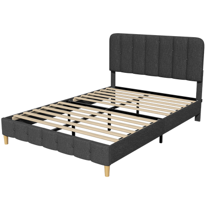 Polsterbett Bett 140x200 mit Lattenrost,Doppelbett mit gepolstertem Kopfteil, Einfache Montage, Robustes Gestell und Samtbezug