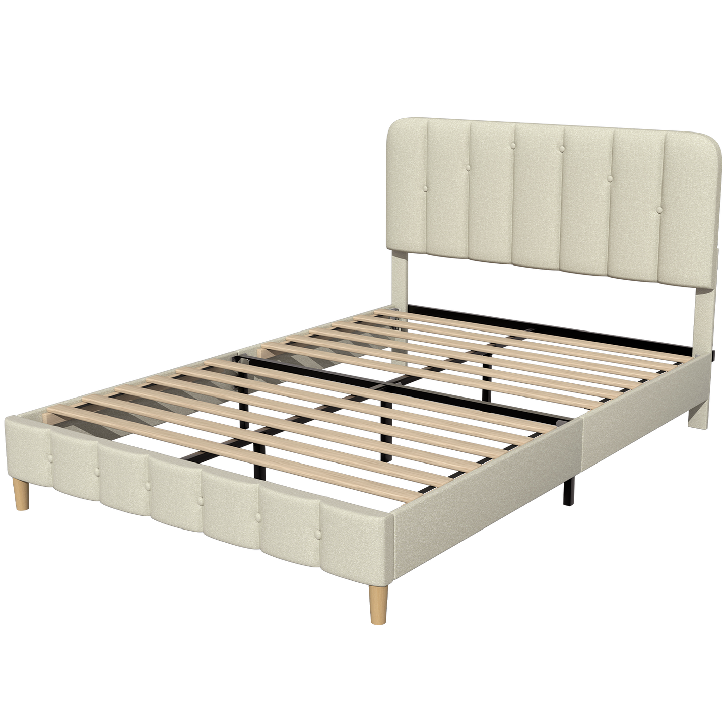 Polsterbett Bett 140x200 mit Lattenrost,Doppelbett mit gepolstertem Kopfteil, Einfache Montage, Robustes Gestell und Samtbezug