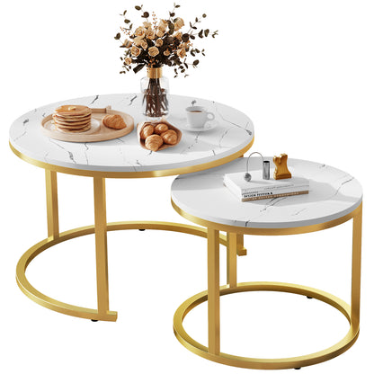 Couchtisch Couchtisch 2er Set mit Marmormuster, Kaffeetisch, Beistelltisch