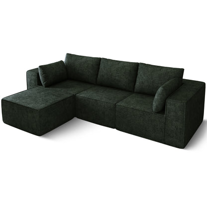 3-Sitzer Sofa, Schlafsofa 258.5x66cm, inkl.3 Zierkissen Bequemes Chenille Sofa