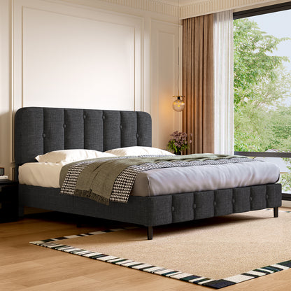 Polsterbett Bett 140x200 mit Lattenrost,Doppelbett mit gepolstertem Kopfteil, Einfache Montage, Robustes Gestell und Samtbezug