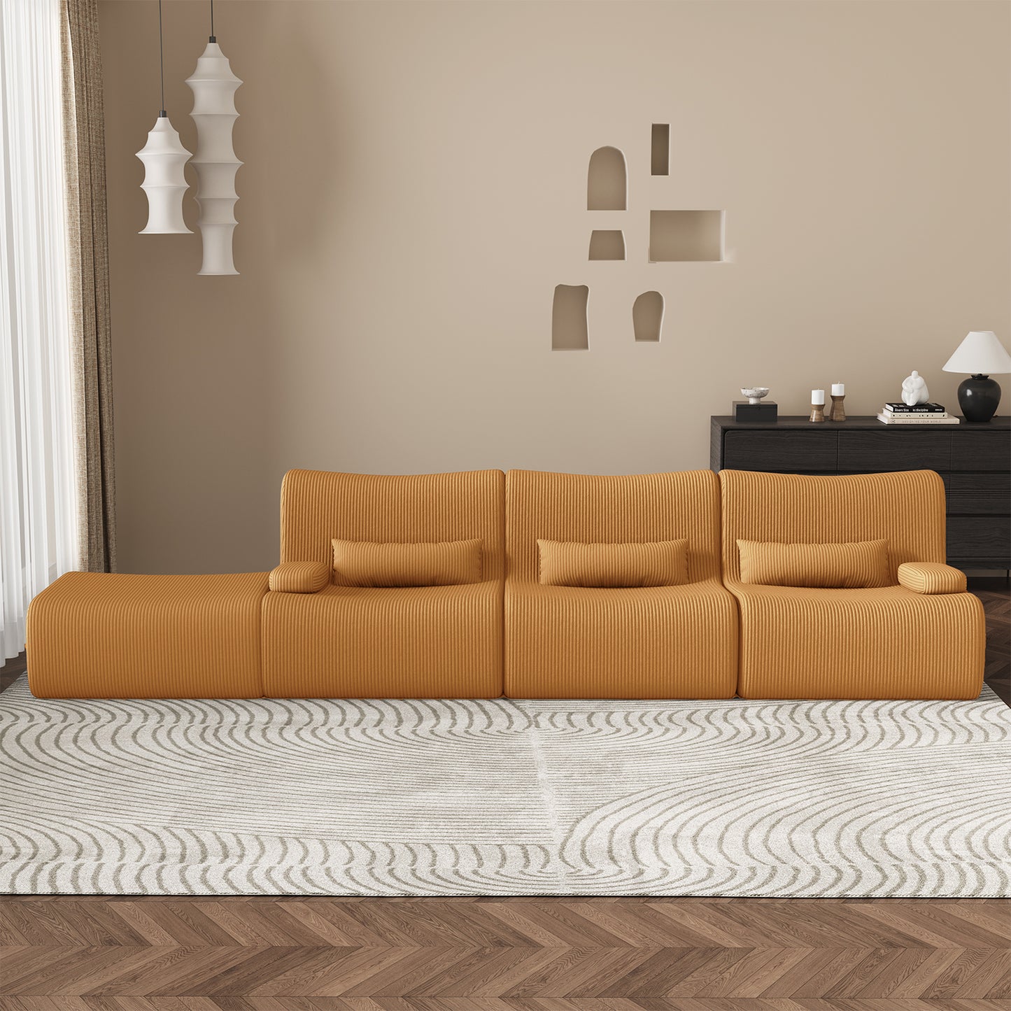 Ecksofa Ecksofa mit Schlaffunktion 250 x 170 x 76 cm, L-förmige Couch aus Cord