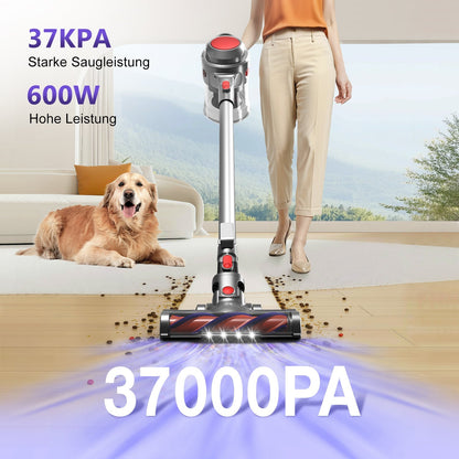 Akku-Hand-und Stielstaubsauger Akku Staubsauger, Staubsauger Kabellos 37000Pa/50Min/1.6L mit 4 HEPA