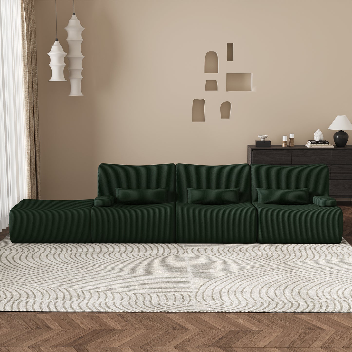 Ecksofa Ecksofa mit Schlaffunktion 250 x 170 x 76 cm, L-förmige Couch aus Cord