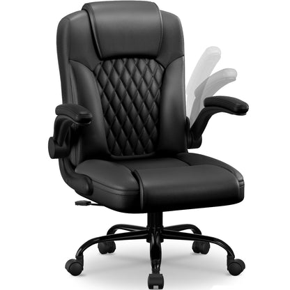 Bürostuhl Ergonomisch, Kunstleder Schreibtischstuhl 90° Klappbaren Armlehnen