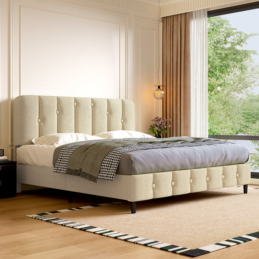 Polsterbett Bett 140x200 mit Lattenrost,Doppelbett mit gepolstertem Kopfteil, Einfache Montage, Robustes Gestell und Samtbezug