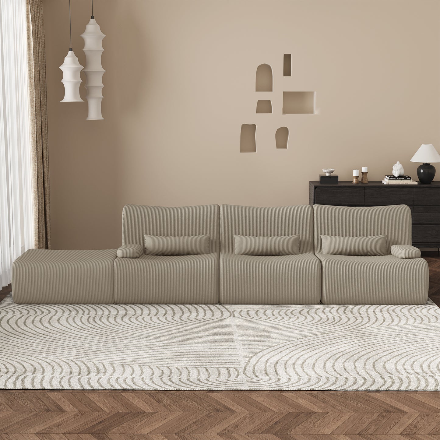 Ecksofa Ecksofa mit Schlaffunktion 250 x 170 x 76 cm, L-förmige Couch aus Cord