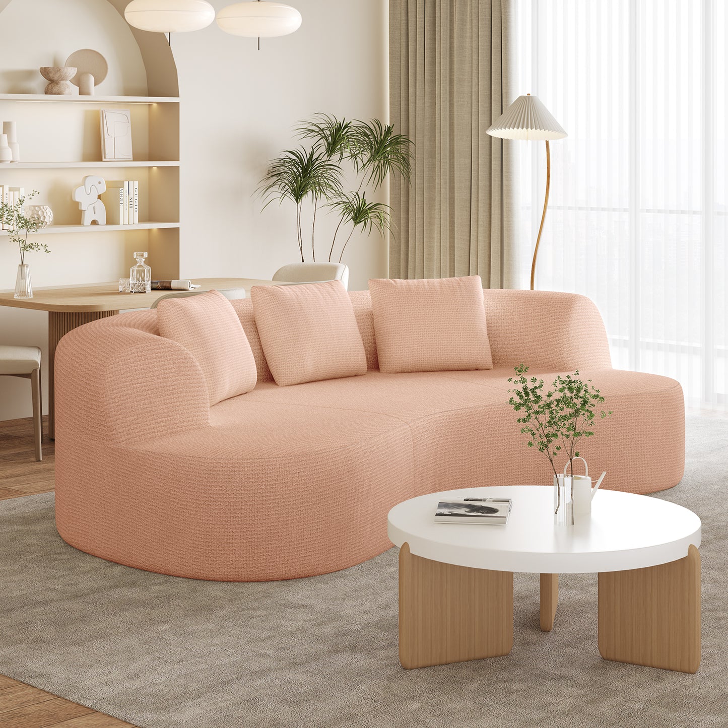 3-Sitzer Sofa, Schlafsofa 258.5x66cm, inkl.3 Zierkissen Bequemes Chenille Sofa