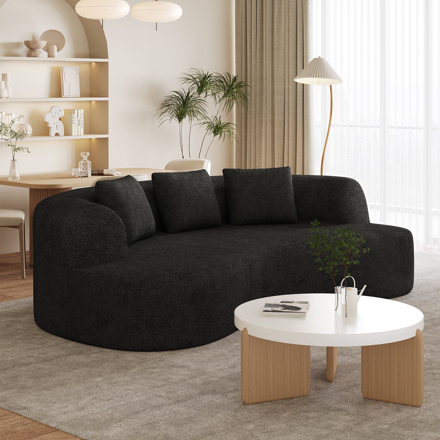 3-Sitzer Sofa, Schlafsofa 258.5x66cm, inkl.3 Zierkissen Bequemes Chenille Sofa