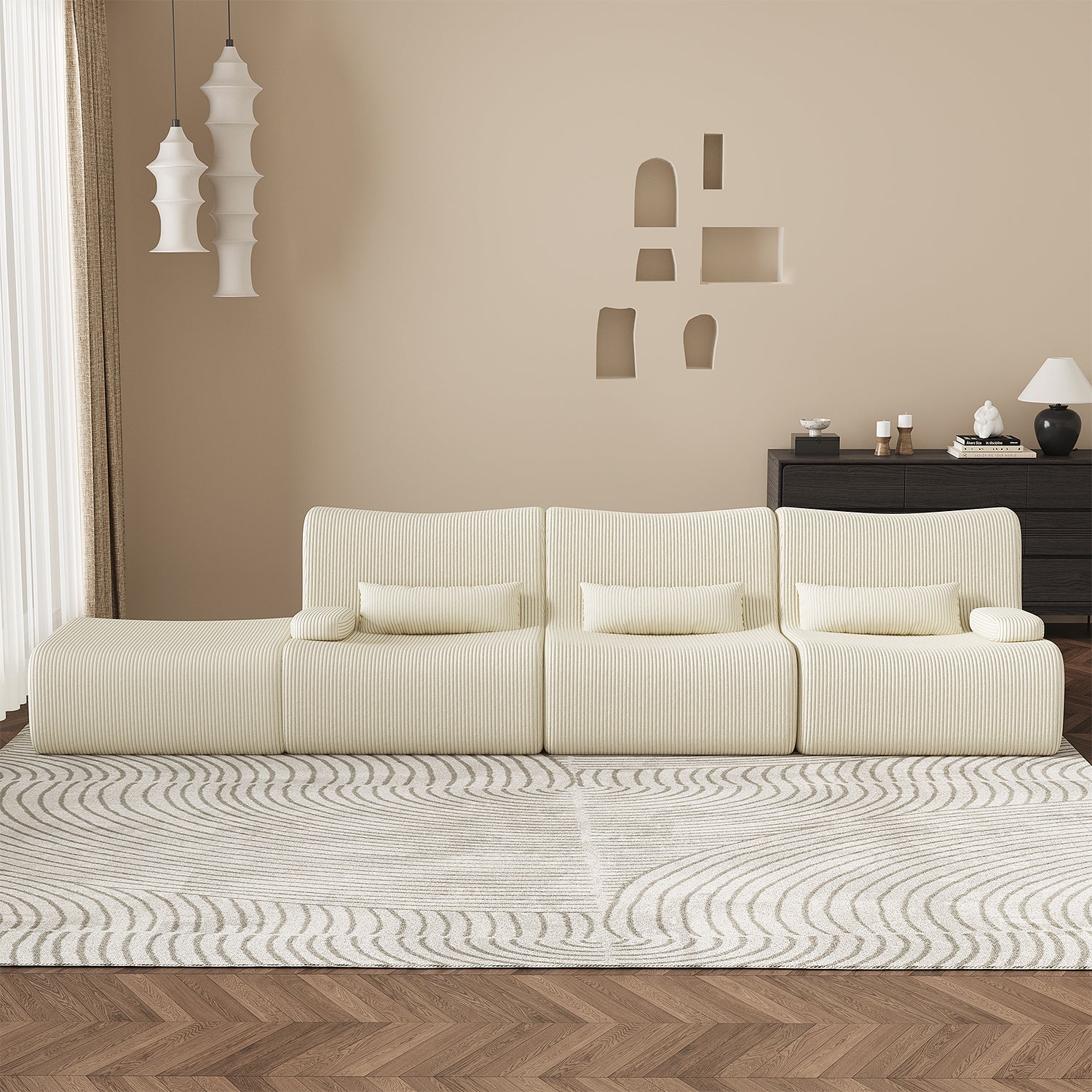 Ecksofa Ecksofa mit Schlaffunktion 250 x 170 x 76 cm, L-förmige Couch aus Cord