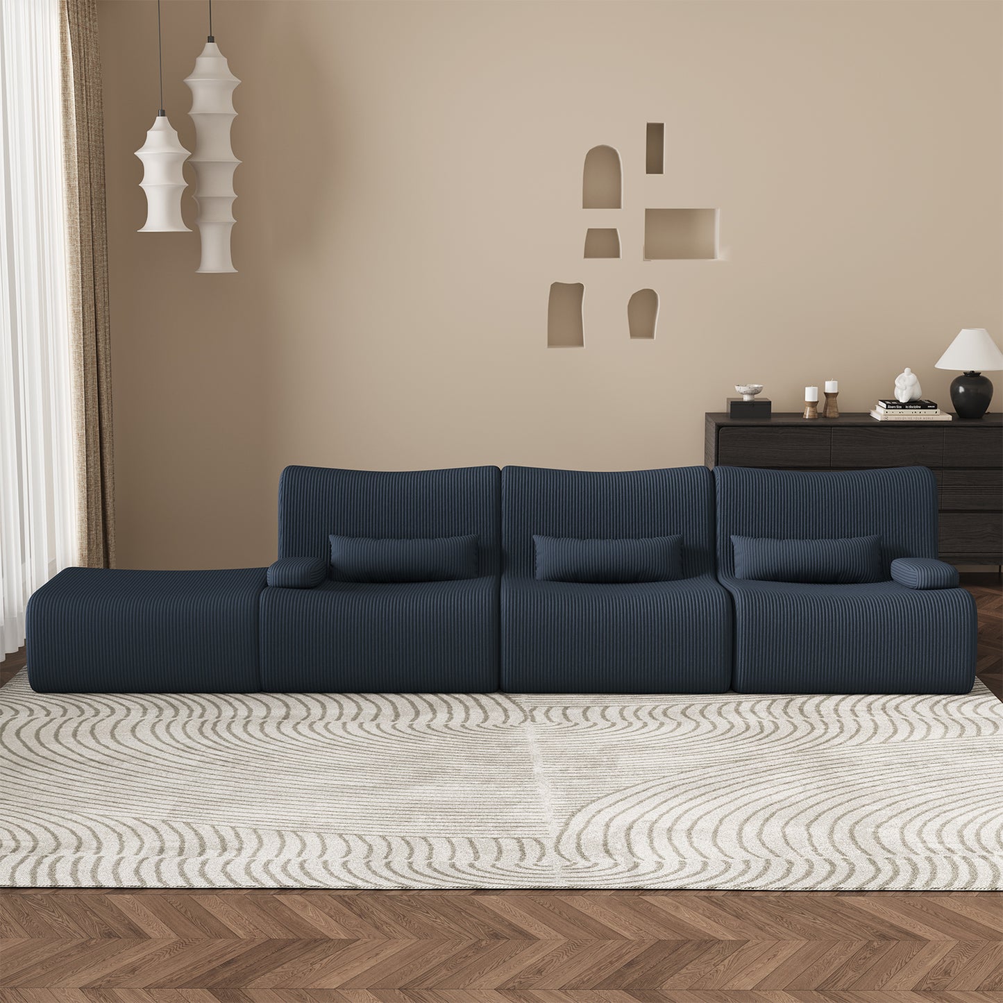 Ecksofa Ecksofa mit Schlaffunktion 250 x 170 x 76 cm, L-förmige Couch aus Cord
