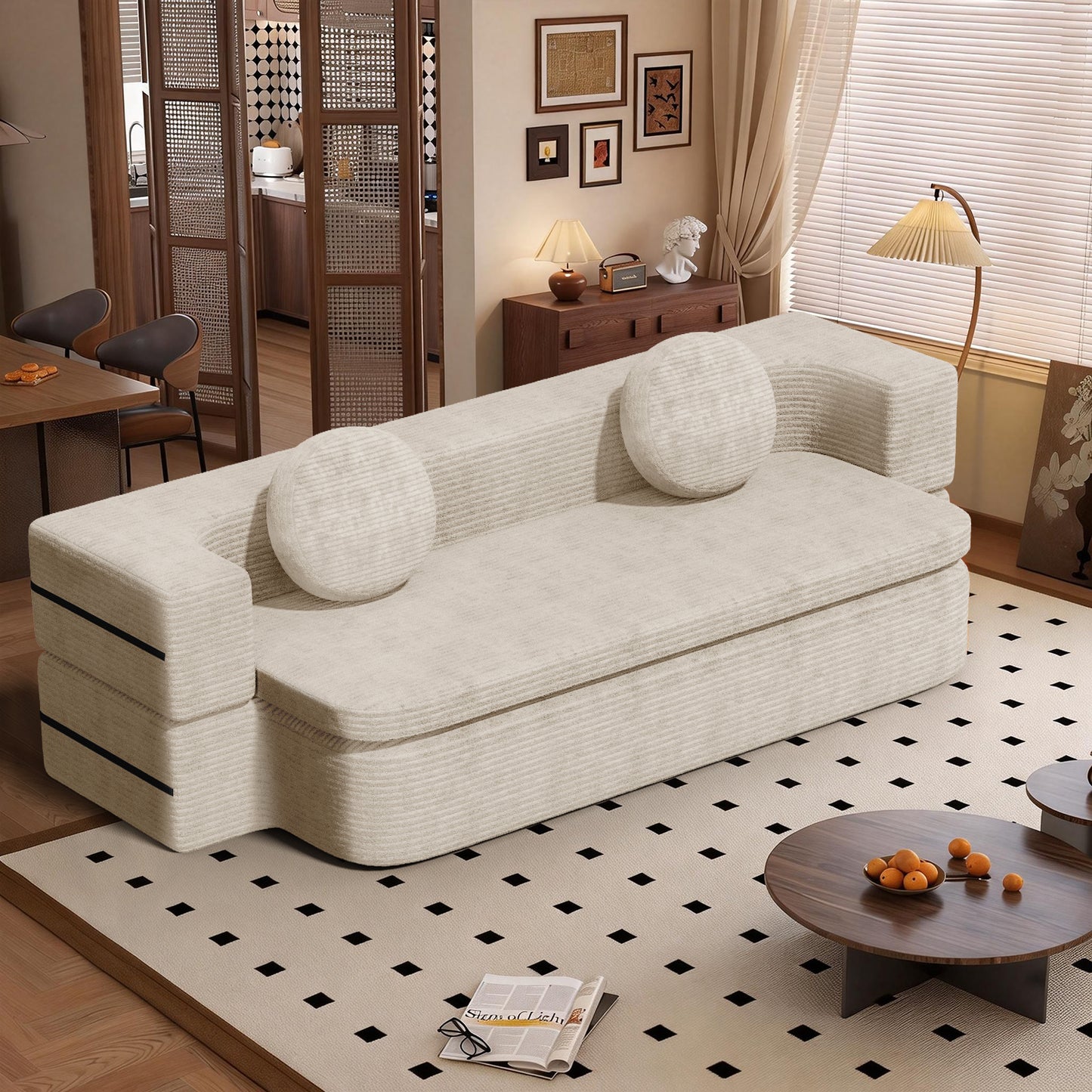 Sofa Schlafsofa Bella, Cord Sofa 90x200 cm mit Bettfunktion