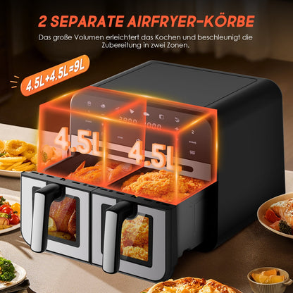 Heißluftfritteuse Geschenk Speisezange und Ölpinsel, 8-in-1, Touchscreen