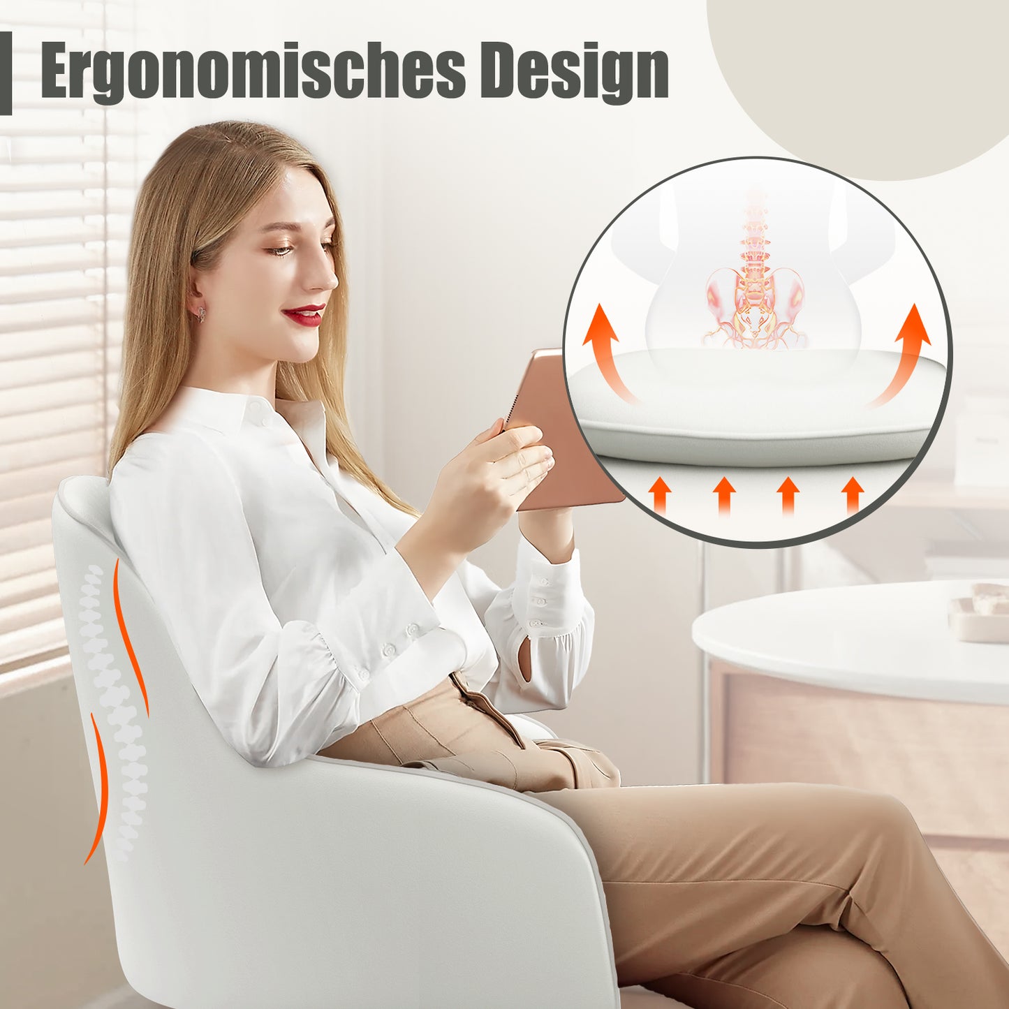 Office chair, home office chair, vanity chair with armrests, swivel chair with casters