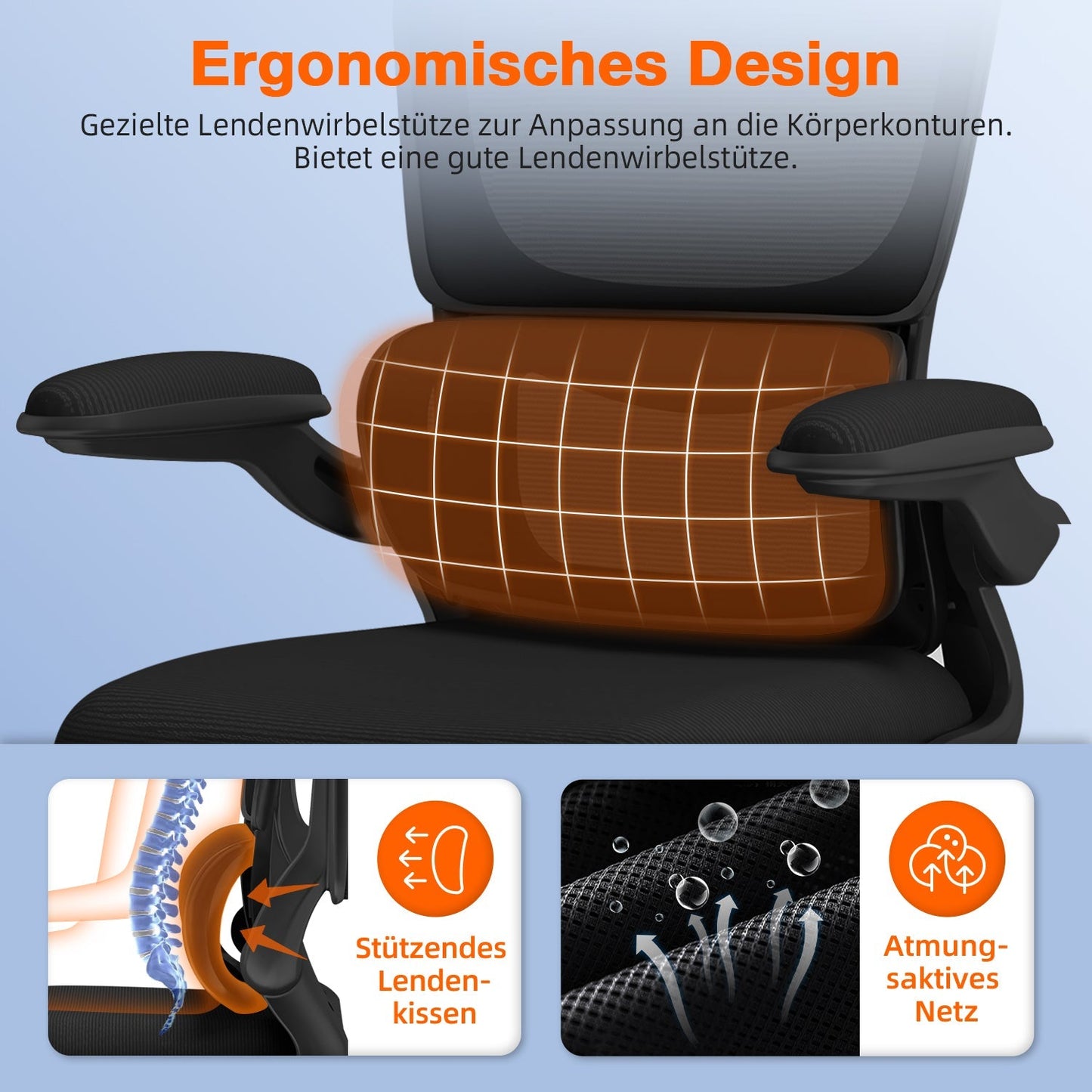 Bürostuhl Bürostuhl, Schreibtischstuhl Ergonomisch mit Klappbaren Armlehnen