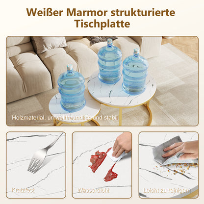 Couchtisch Couchtisch 2er Set mit Marmormuster, Kaffeetisch, Beistelltisch