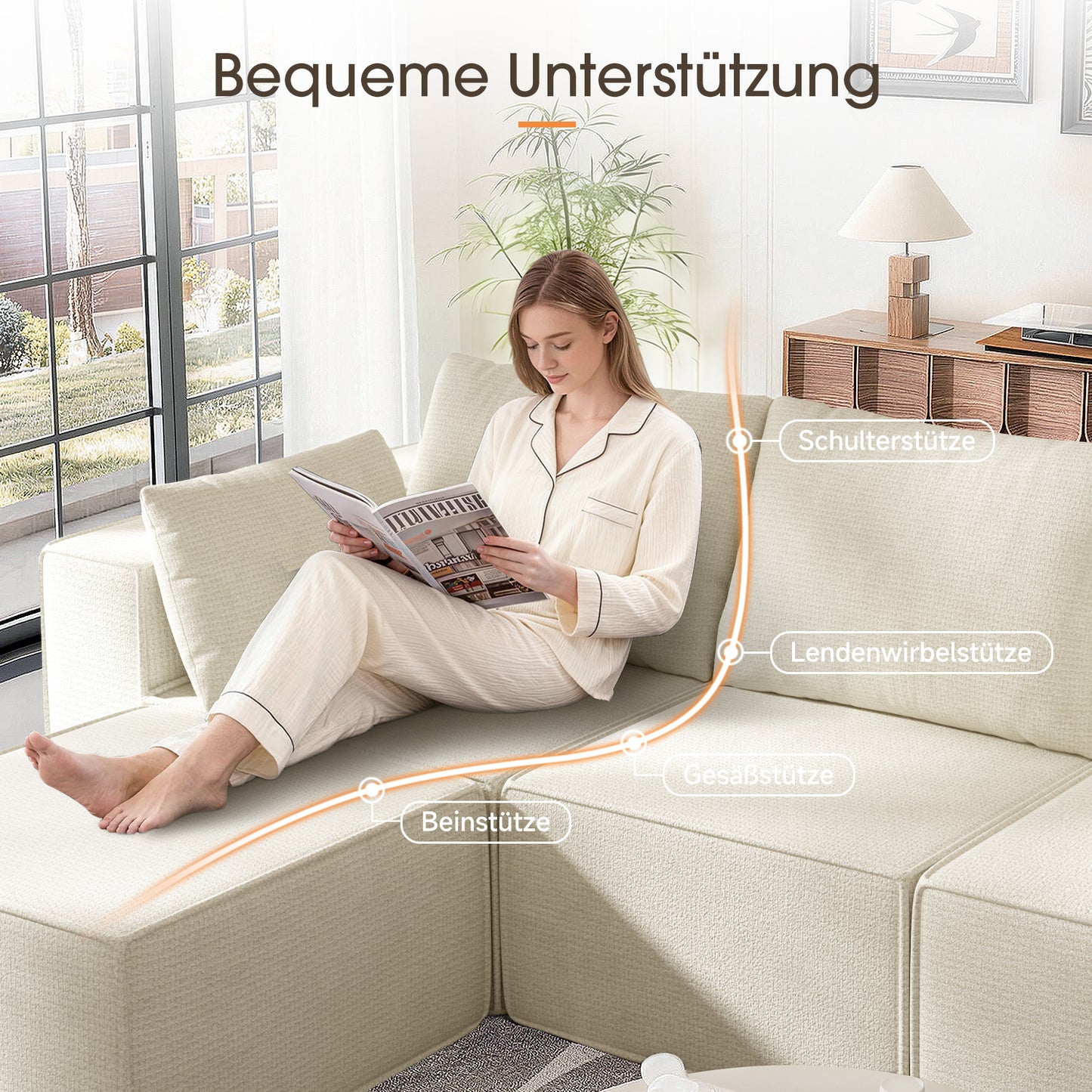 3-Sitzer Sofa, Schlafsofa 258.5x66cm, inkl.3 Zierkissen Bequemes Chenille Sofa