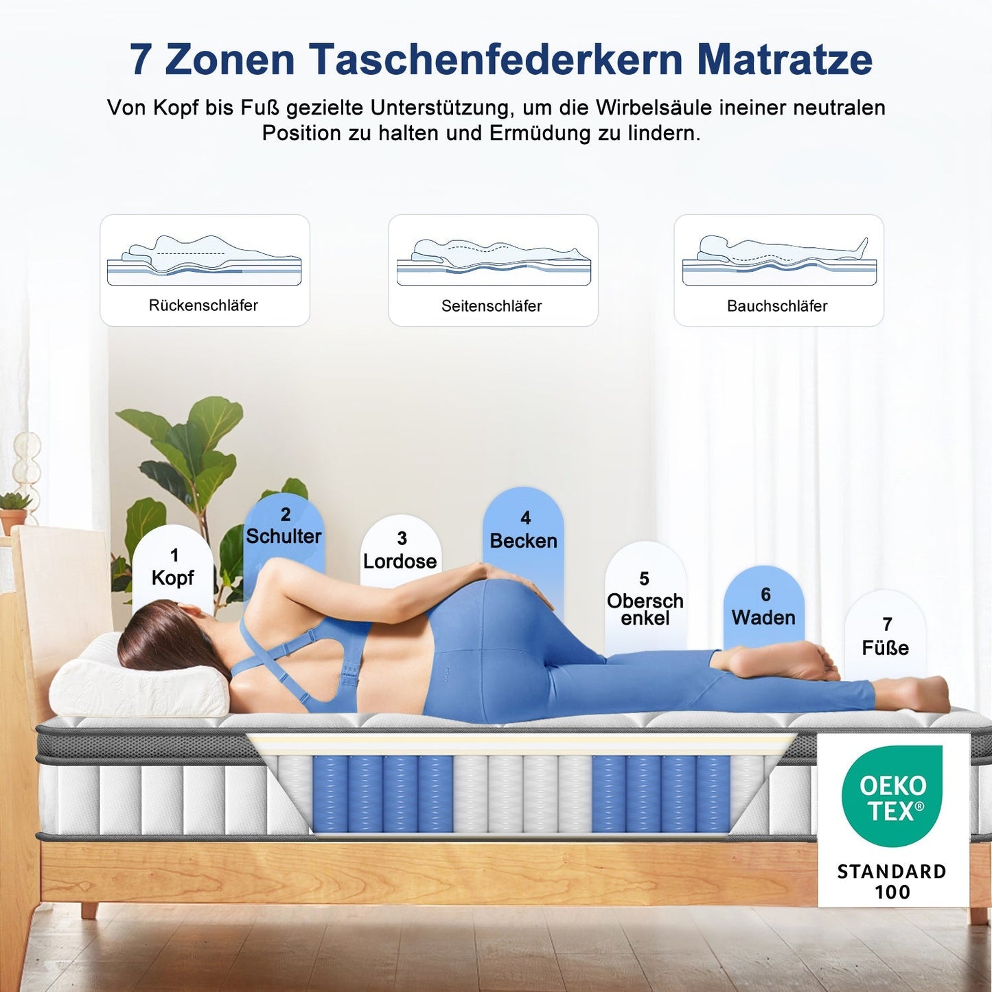 Taschenfederkernmatratze Matratze, 7-Zonen Federkernmatratze Matratzen