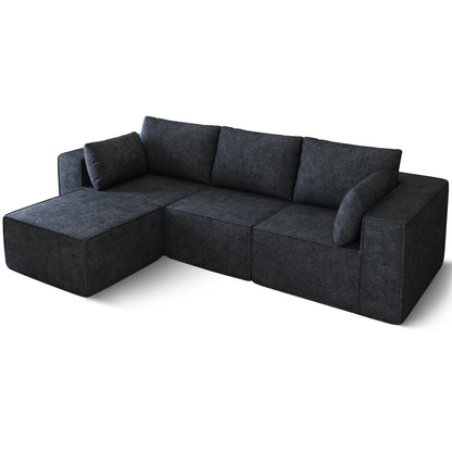 3-Sitzer Sofa, Schlafsofa 258.5x66cm, inkl.3 Zierkissen Bequemes Chenille Sofa