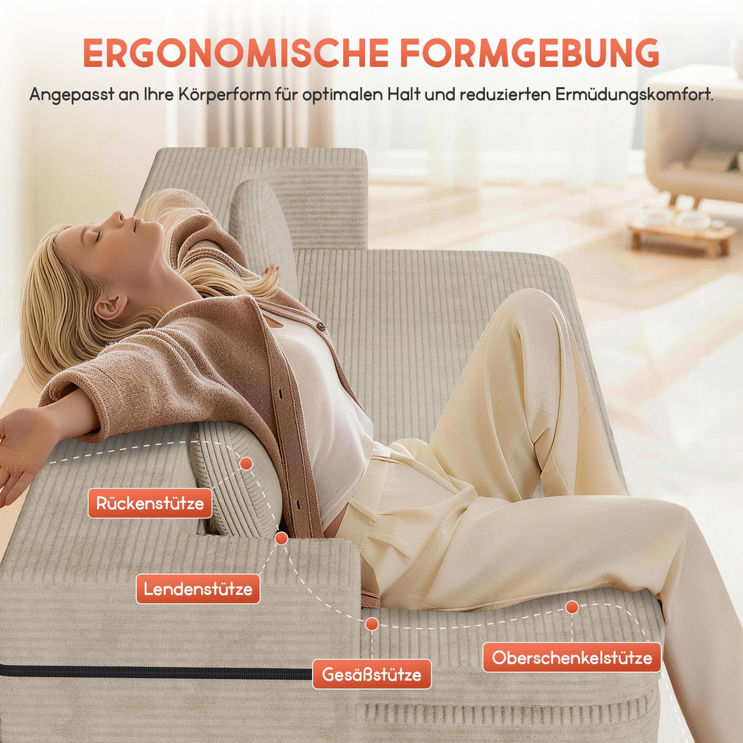Sofa Schlafsofa Bella, Cord Sofa 90x200 cm mit Bettfunktion