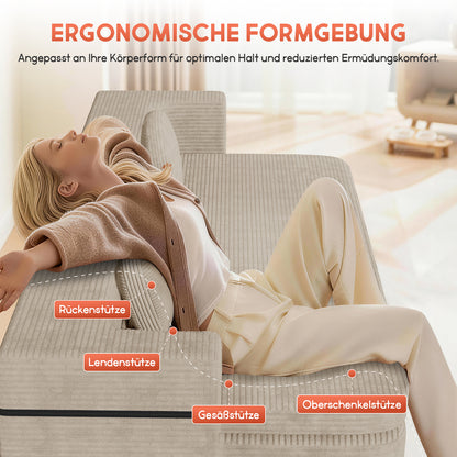 Sofa Schlafsofa Bella, Cord Sofa 90x200 cm mit Bettfunktion