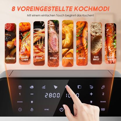 Heißluftfritteuse Geschenk Speisezange und Ölpinsel, 8-in-1, Touchscreen