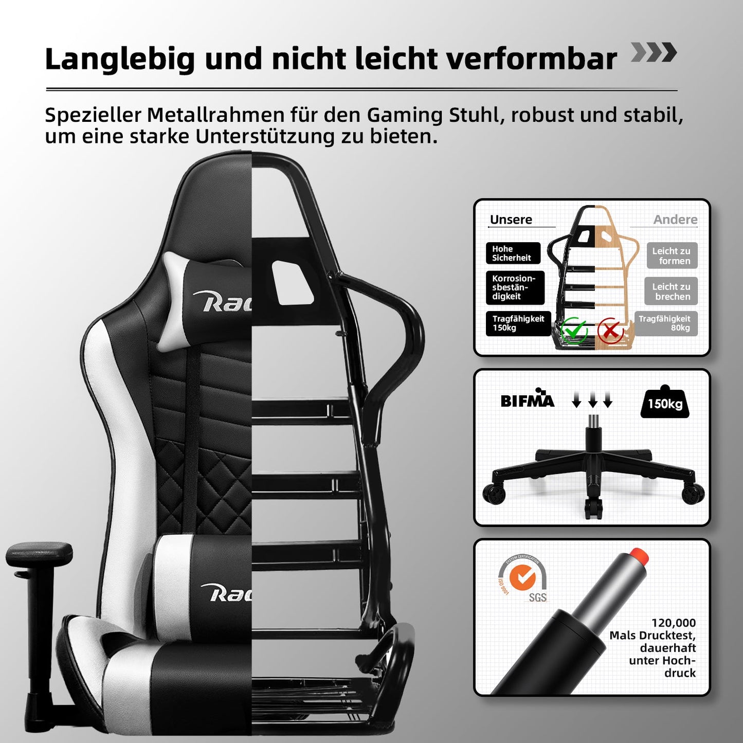 Gaming-Stuhl Ergonomischer Gaming Stuhl mit Gepolstertem Sitz