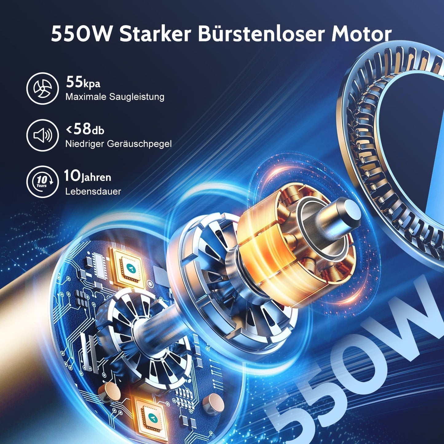 Akku-Hand-und Stielstaubsauger Akku-Staubsauger 80000Pa, 70 Min Laufzeit, 1.8L, leise