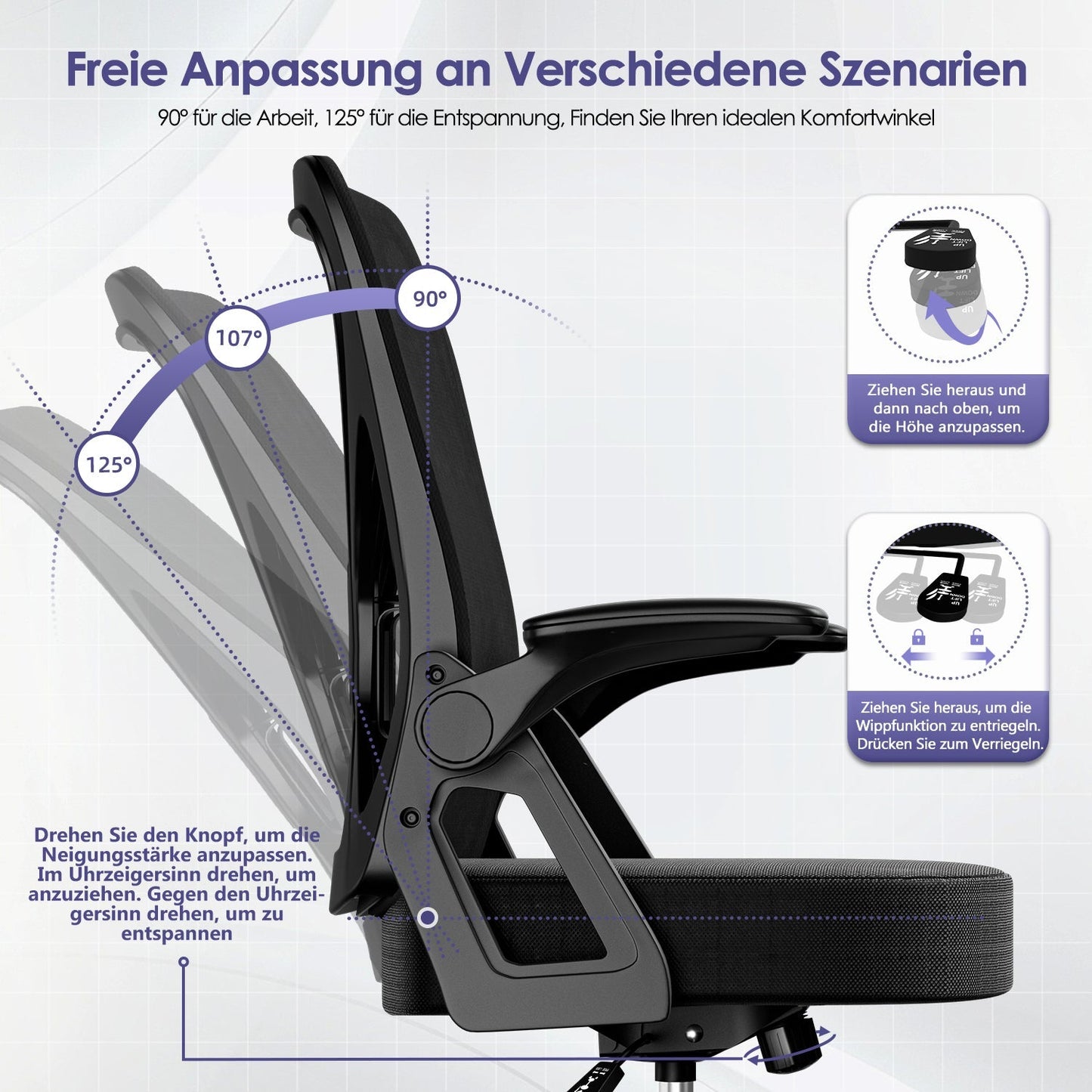 Bürostuhl Bürostuhl,Chefsessel aus Mesh,Ergonomischer Schreibtischstuhl