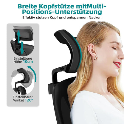 Bürostuhl Bürostuhl ergonomisch, Schreibtischstuhl 3D Memory-Schaum Lendenstütze