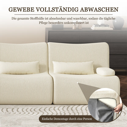 Ecksofa Ecksofa mit Schlaffunktion 250 x 170 x 76 cm, L-förmige Couch aus Cord