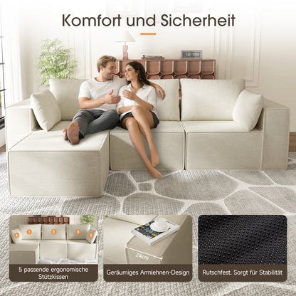 3-Sitzer Sofa, Schlafsofa 258.5x66cm, inkl.3 Zierkissen Bequemes Chenille Sofa