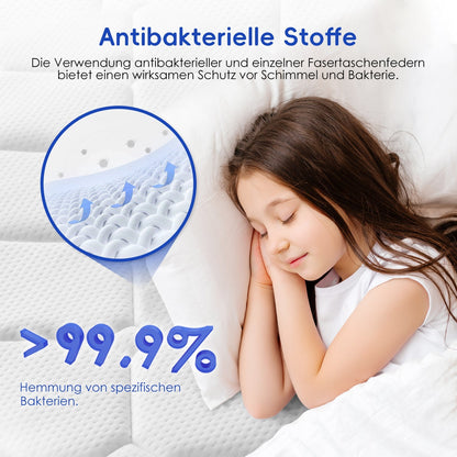 Taschenfederkernmatratze Matratze mit Spannbettlaken, orthopädische 7-Zonen Federkernmatratze