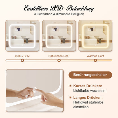Schminktisch Schminktisch mit LED-Beleuchtung, Kosmetiktisch mit Spiegel