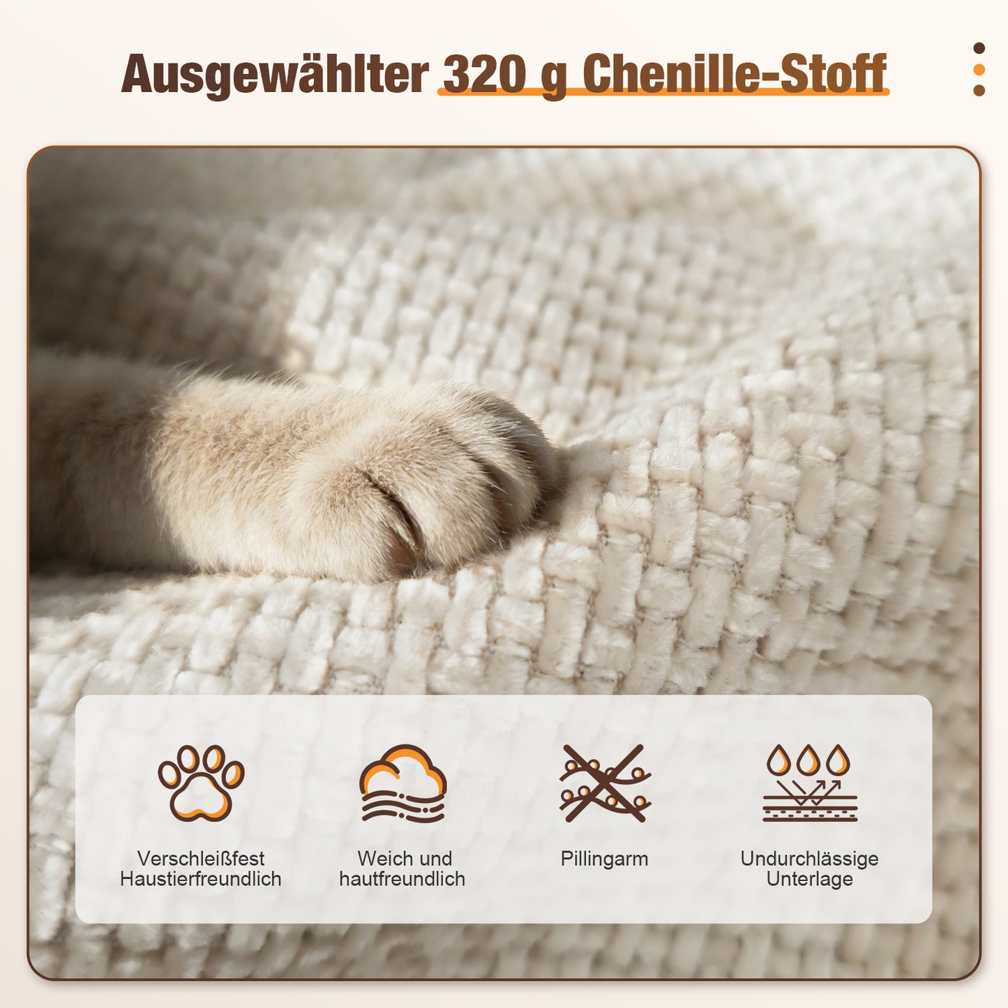 3-Sitzer Sofa, Schlafsofa 258.5x66cm, inkl.3 Zierkissen Bequemes Chenille Sofa