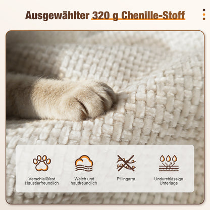 3-Sitzer Sofa, Schlafsofa 258.5x66cm, inkl.3 Zierkissen Bequemes Chenille Sofa
