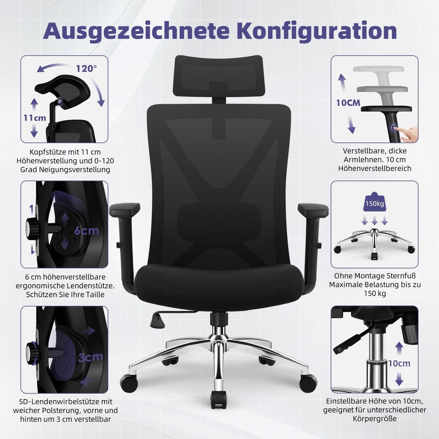 Bürostuhl Bürostuhl, Ergonomischer Schreibtischstuhl, Drehstuhl, Chefsessel