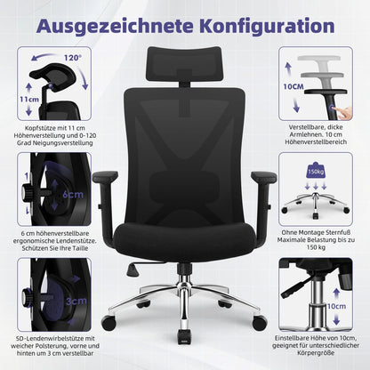 Bürostuhl Bürostuhl, Ergonomischer Schreibtischstuhl, Drehstuhl, Chefsessel