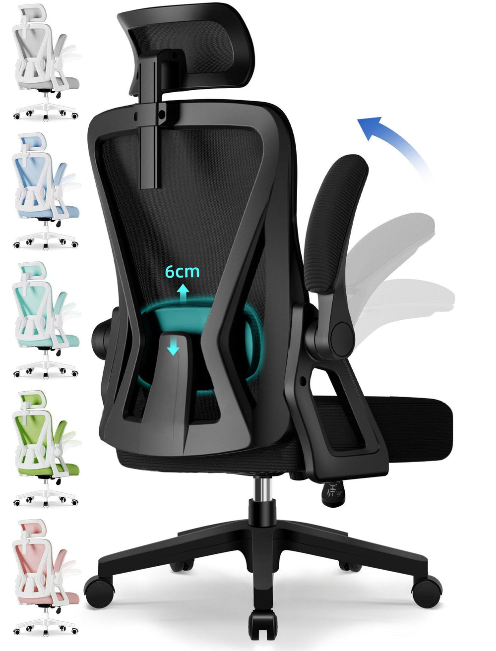 Bürostuhl Ergonomischer Bürostuhl mit klappbaren Armlehnen und Rückenlehnen