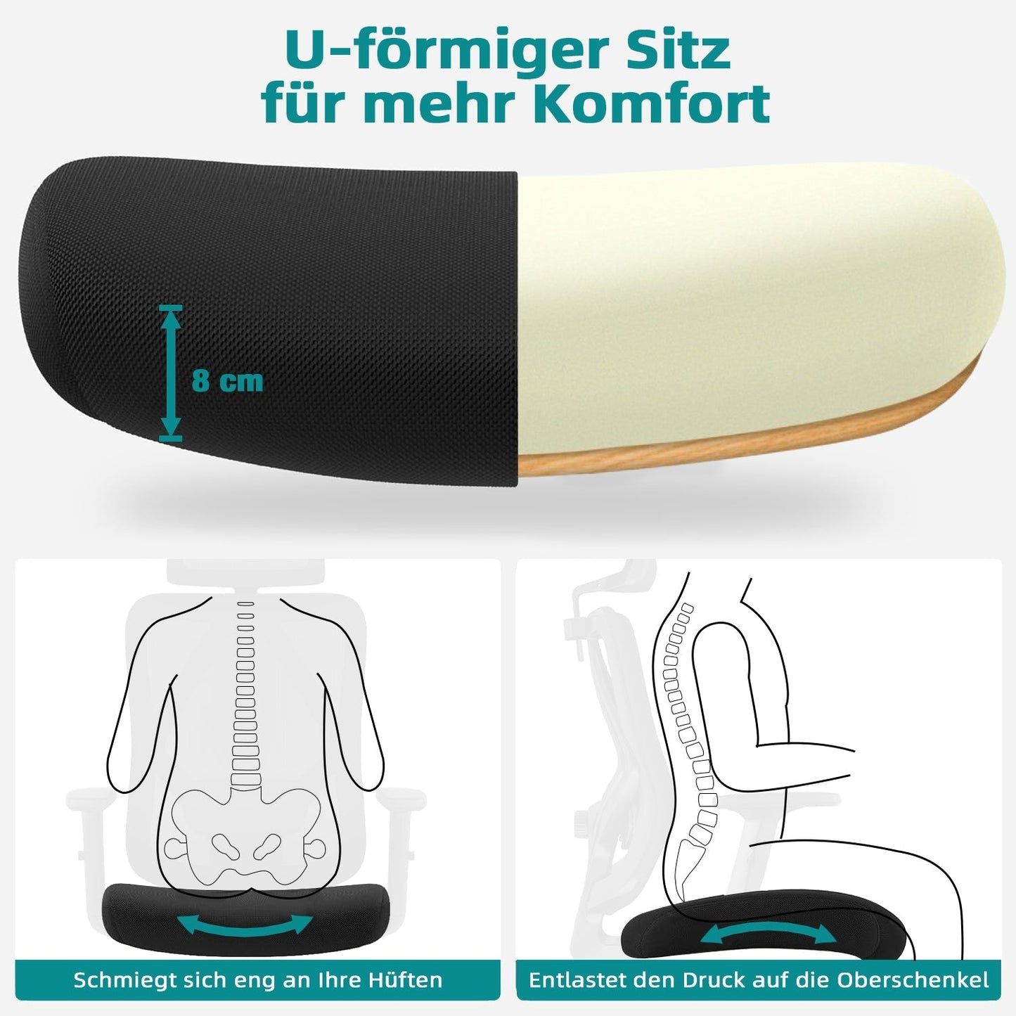 Bürostuhl Bürostuhl ergonomisch, Schreibtischstuhl 3D Memory-Schaum Lendenstütze