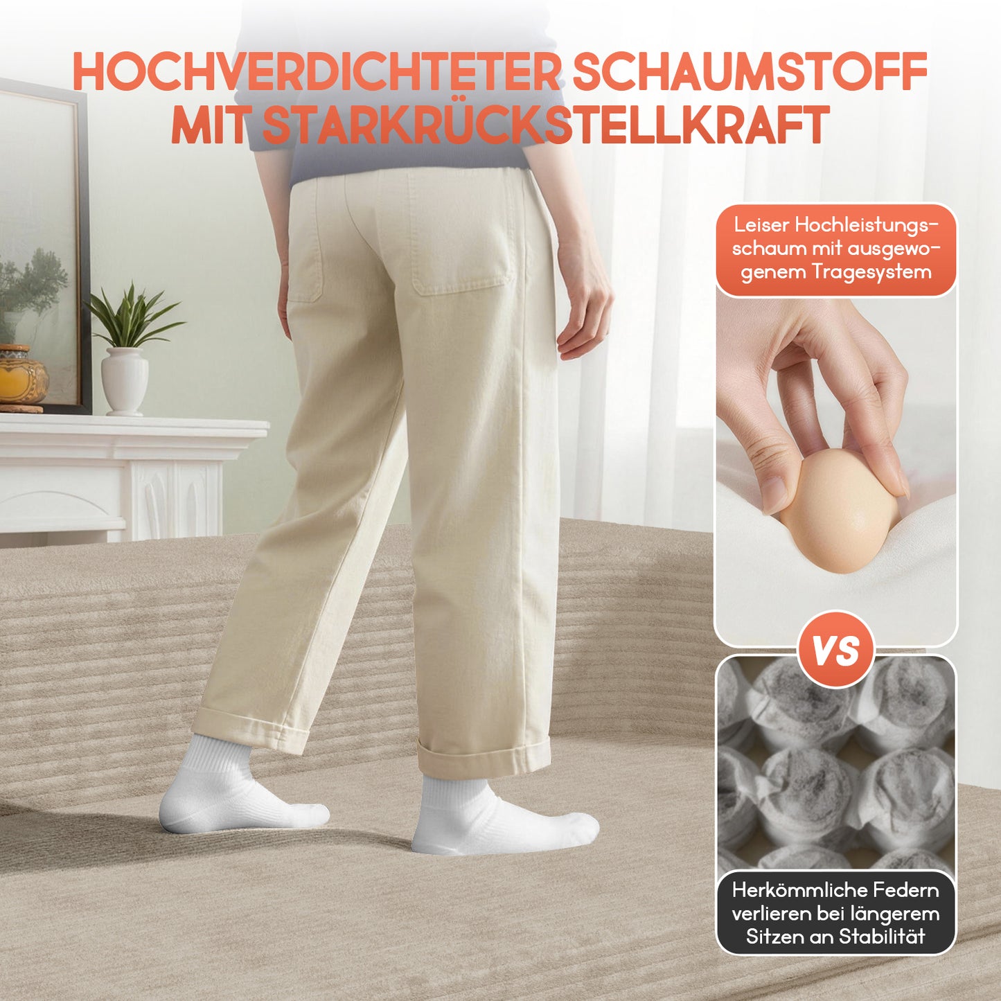 Sofa Schlafsofa Bella, Cord Sofa 90x200 cm mit Bettfunktion