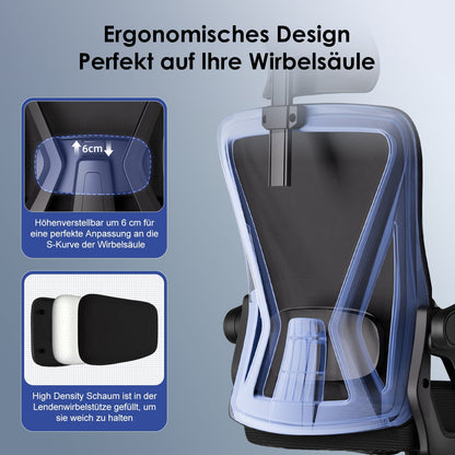 Bürostuhl Ergonomischer Bürostuhl mit klappbaren Armlehnen und Rückenlehnen