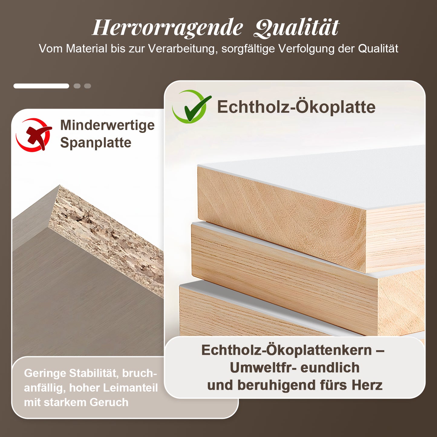 Nachttisch Nachttisch, Beistelltisch mit 2 Schubladen