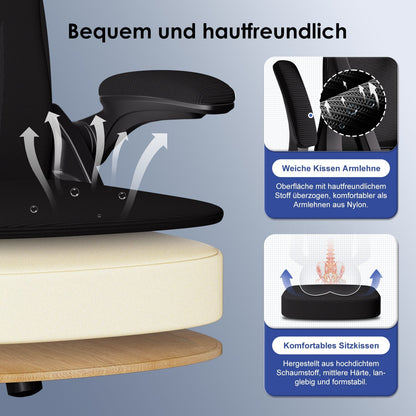 Bürostuhl Ergonomischer Bürostuhl mit klappbaren Armlehnen und Rückenlehnen