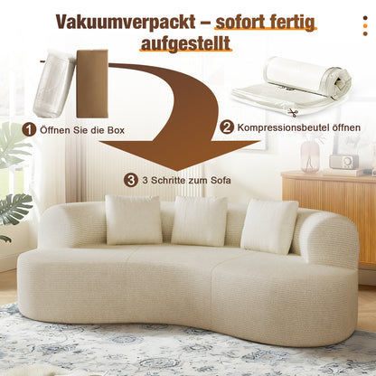 3-Sitzer Sofa, Schlafsofa 258.5x66cm, inkl.3 Zierkissen Bequemes Chenille Sofa