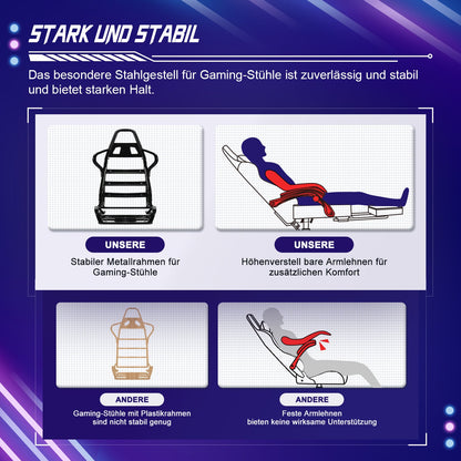 Gaming-Stuhl Gaming Stuhl mit Einteiligen Armlehnen und Ausziehbarem Fußstütze